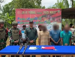 Anggota OPM Menyerahkan Diri ke TNI Bawa Senjata Api dan Bendera Bintang Kejora